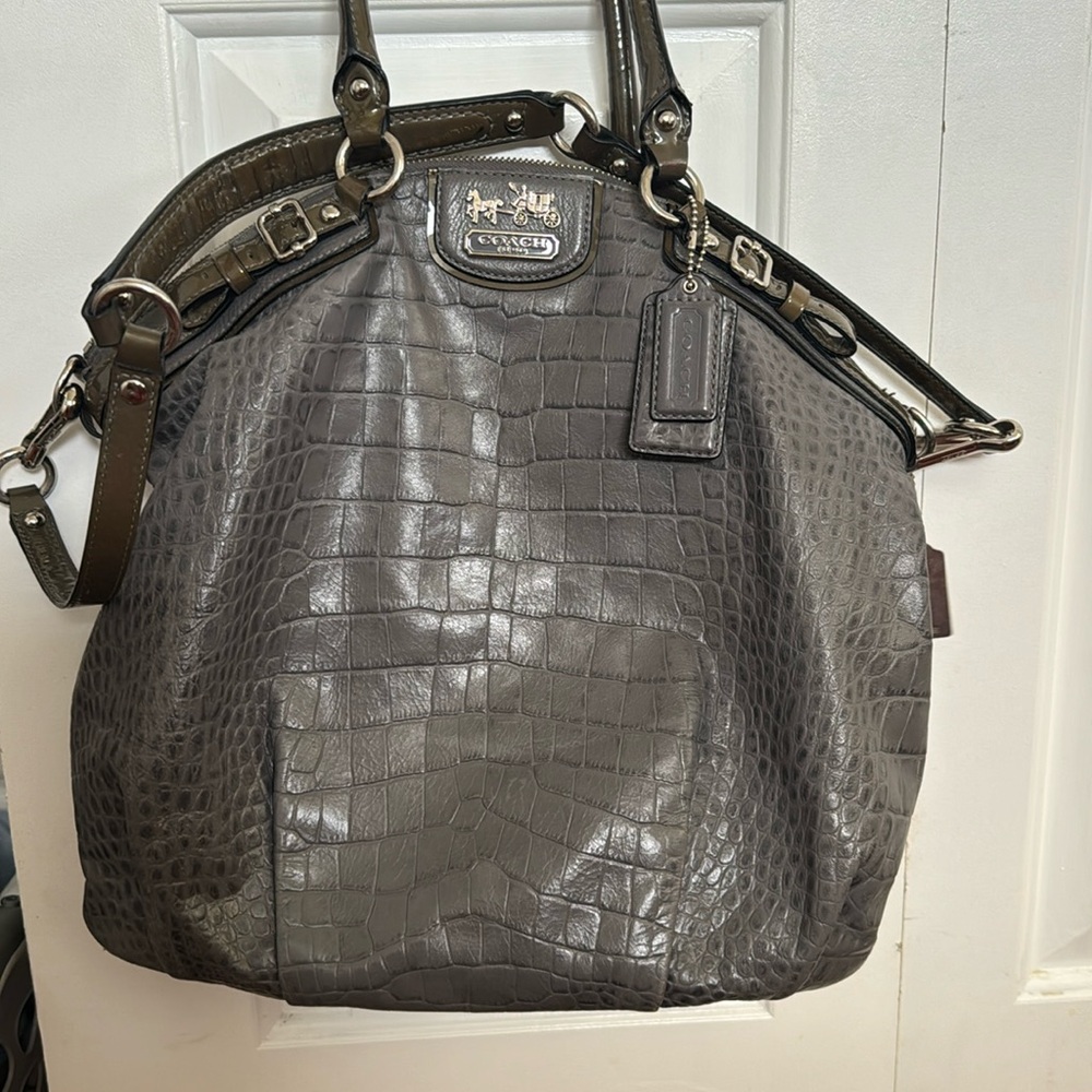Rare Coach Madison Embossed Croc Leather Shoulder Bag – Gray Madison Satchel